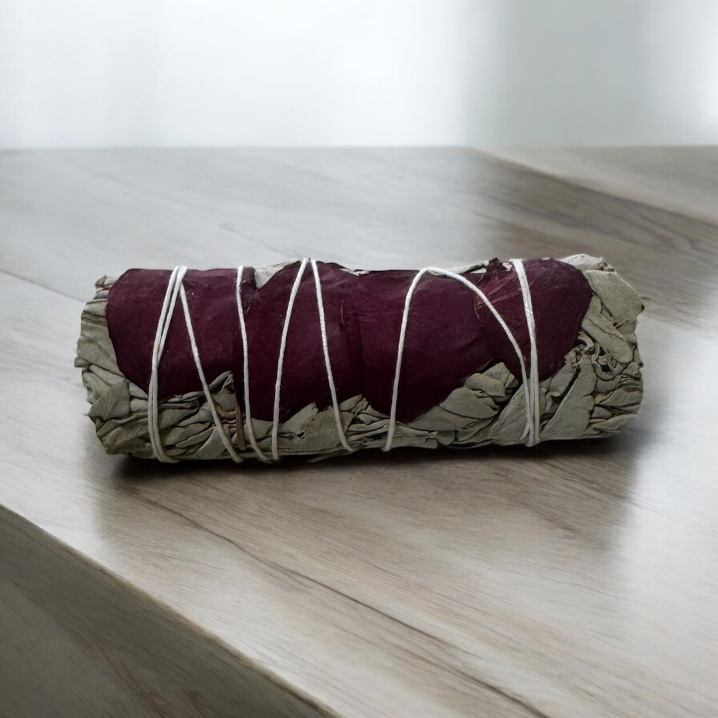 White Sage W/ Dried Rose Petals Smoke Cleanse