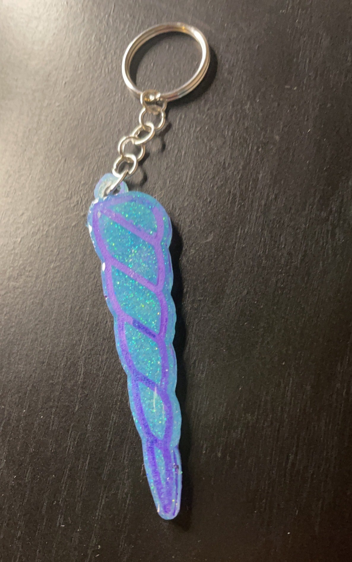 Teal Unicorn/Narwhal Horn Keychain