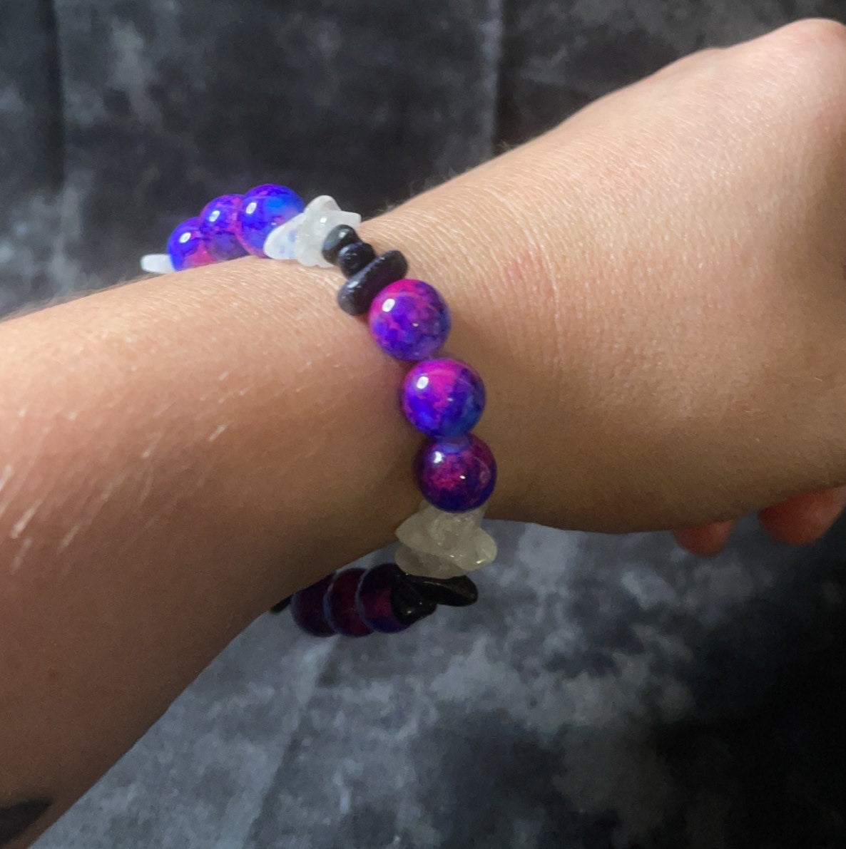 Blue sandstone and clear quartz Bracelet