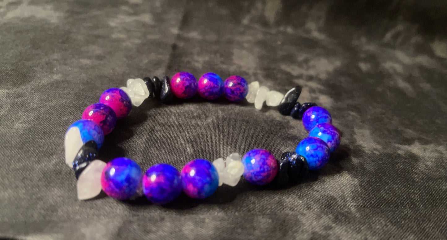 Blue sandstone and clear quartz Bracelet